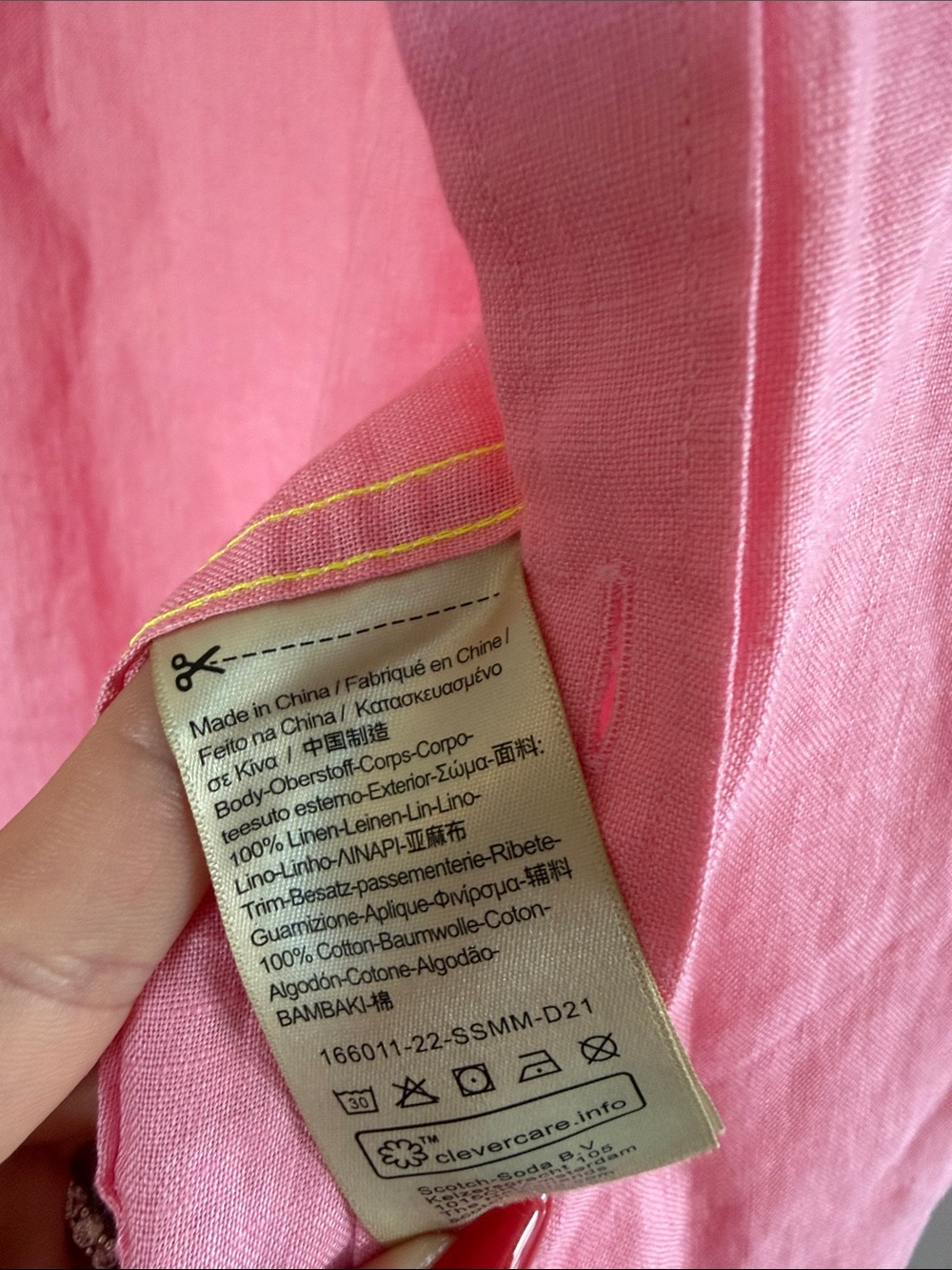 Scotch & Soda Men's Pink Short-Sleeve Button-Up Shirt - Picture 4 of 4